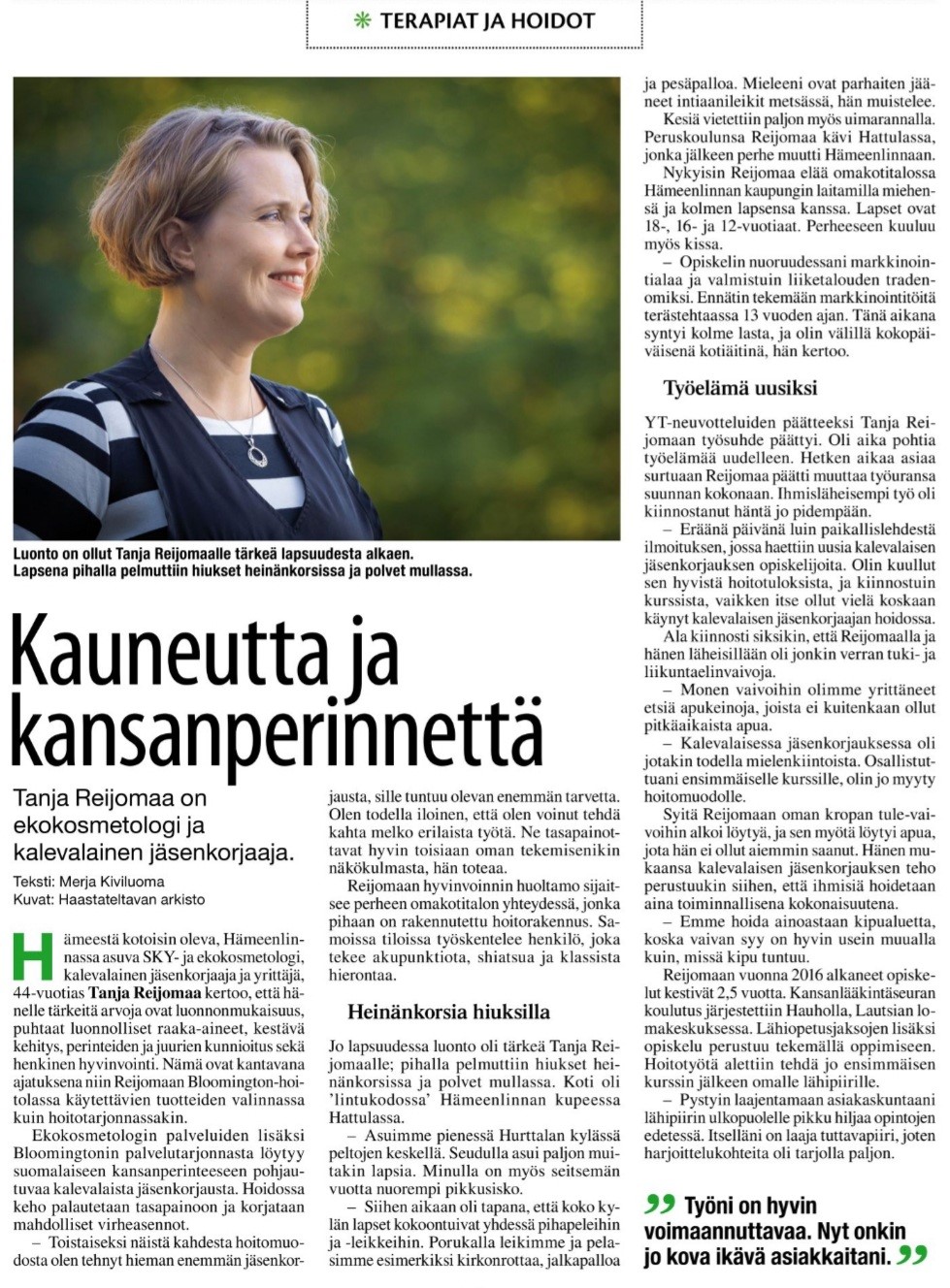 Tanja Reijomaa Luontaisterveys Kauneushoitola sivu 1